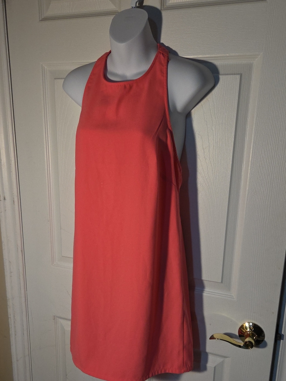 Forever 21 Coral Pink Strappy Low Back Mini Sheath Dress Sz M ✨️5/$30